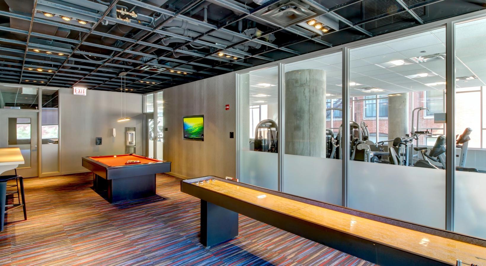 Take advantage of all Eight O Five has to offer a pool table in a room