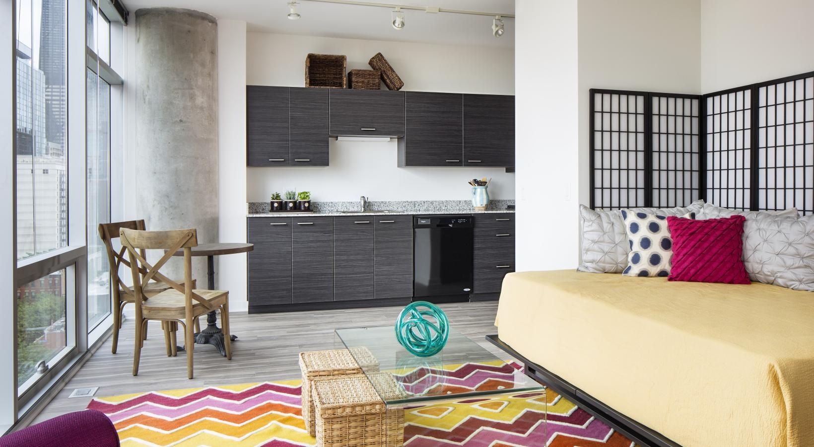 Wide open living areas perfect for entertaining a living room with a fireplace